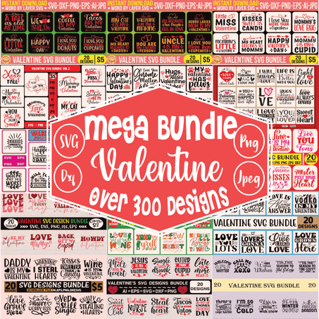 Valentine's Day SVG Mega Bundle: Over 300 Love-Inspired Designs