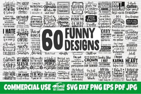 Funny Quotes Svg Bundle | 60 Designs